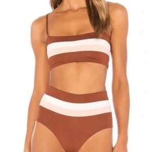 L*SPACE Rebel Stripe Bikini Set, Size M
